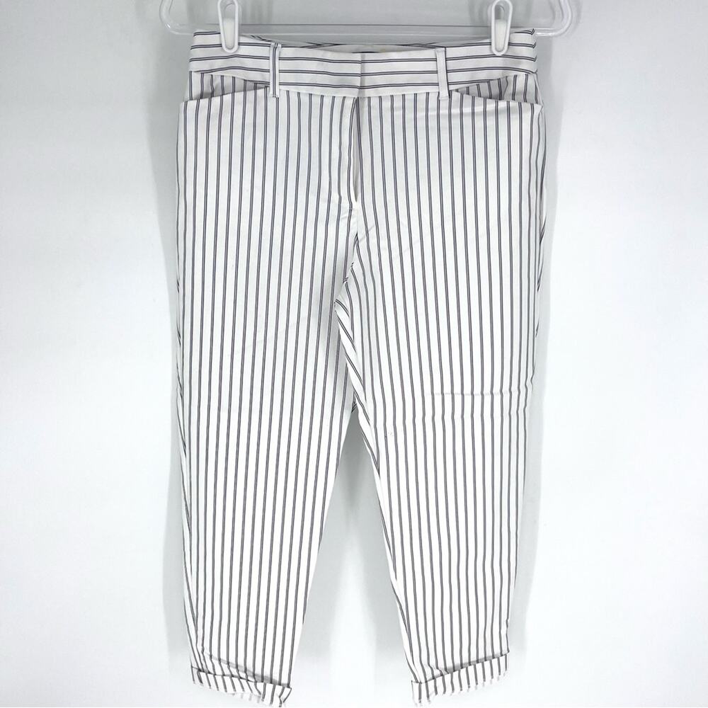 Liz Claiborne Emma Classic Cotton Twill Stretch Pants Cream with Black Stripes 6